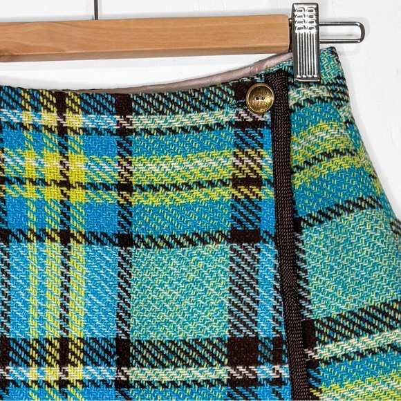 VTG 60s Gurian Plaid Mini Wrap Skirt Womens XS Mod Preppy Tartan Academia - Picture 3 of 8